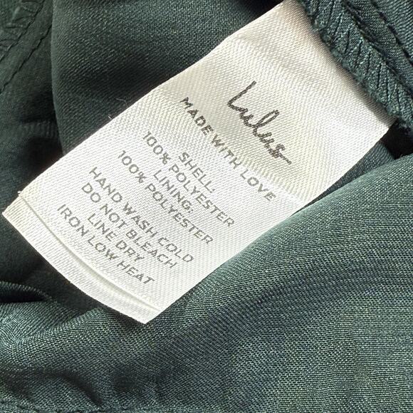 Lulus Let Me Entertain You Dark Green Satin Wide Leg Jumpsuit Size XL Party NWT - Picture 7 of 10